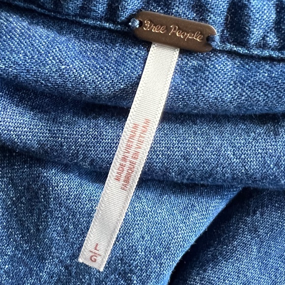 FREE PEOPLE Blue Denim Babydoll Dress / Size L / NWOT - Picture 7 of 8